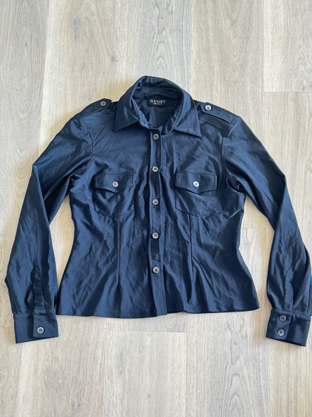 Gucci vintage nylon button up blouse size 44 /Small